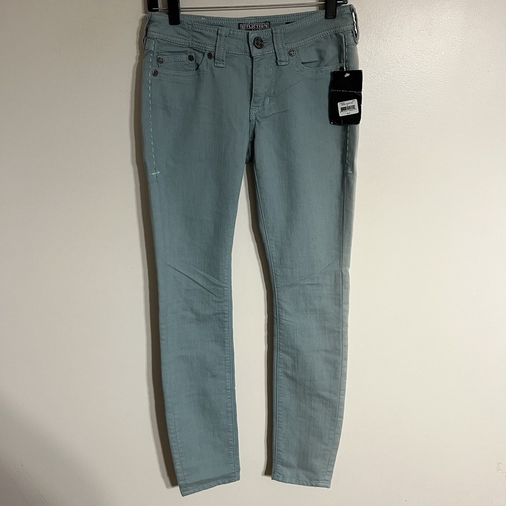 Affliction Black Premium Women's Raquel Fleur‎ Light Blue Skinny Jeans Size 27